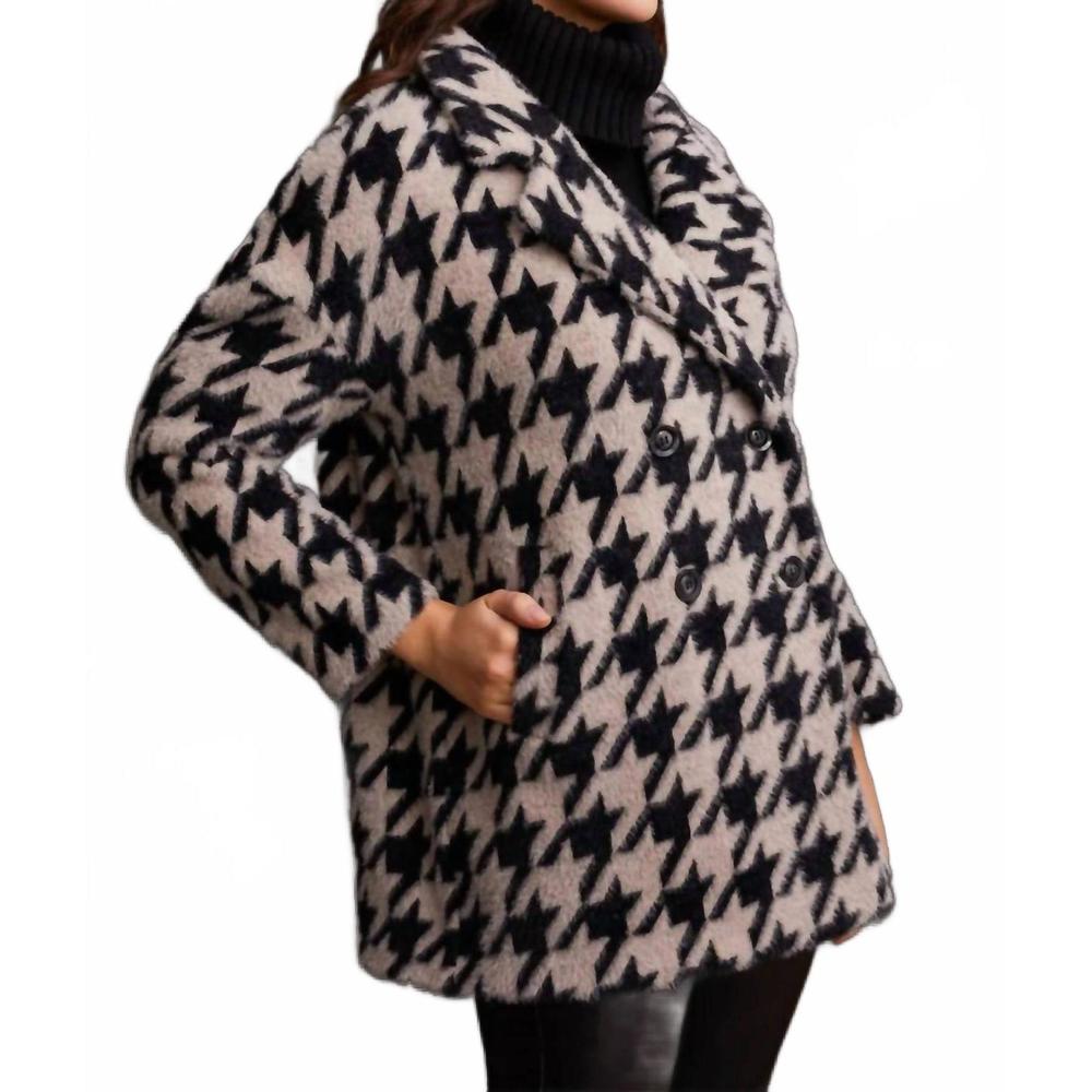 NEW TRIBAL houndstooth double breast coat in frosty grey